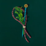 close up of boutineer on a dark green background