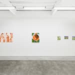 Installation view of The Jaunt: Winter Camp at Hashimoto Contemporary San Francisco. From left to right: Genevieve Cohn's works on paper "Exercises in Attention," and "Banished Wonder," Bianca Nemelc's painting "Flower in Rest," and works on paper "Morning Light," "Mountain View," and "Walk In The Forest."