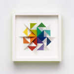 wooden geometric wall sculpture by Sean newport - rainbow
