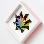 wooden geometric wall sculpture by Sean newport - rainbow