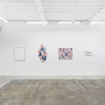 Installation view of artist Scott Albrecht's solo exhibition "What Holds Us" at Hashimoto Contemporary, San Francisco. Depicted from left to right: "A Silent Echo," "Tracing Time," "Poems for Tomorrow," and "A Lasting Exhale."