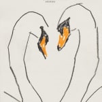 sketch of two swans facing eachother