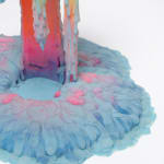 Dan Lam slime sculpture with gradient of green, red, and blue