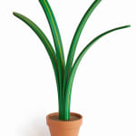 Jeff Canham wooden plant sculpture in a terra cotta pot