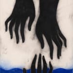 Hilda Palafox of two hands extending down into blue body of water, with a third hand reaching up