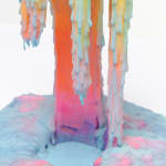 Dan Lam slime sculpture with gradient of green, red, and blue