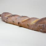 Stephen Morrison "Baguette" ceramic sculpture of realistic baguette with human eyes and nose