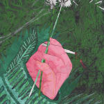drawing of hand holding cigarette and dandelion