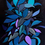 Dennis Brown's painting of a plant in blue in purple