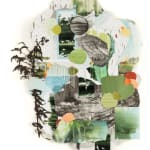 Gregory Euclide mixed media landscape with torn paper and acrylic