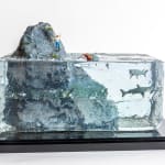 miniature diorama by Abigail Goldman of a shark attacking a person