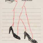 sketch of legs in black high heels on notepad paper
