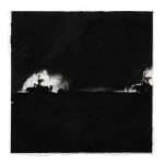 Joel Daniel Phillips Broken Plains drawing series of dark black charcoal with fire in distance