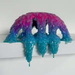 anthropomorphic blue and purple drip sculpture