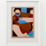 Abstract painting of a woman holding a snail on her finger