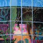 painting of a window full of various large and small plants by Nicholas Bono Kennedy