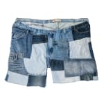 Natalie Baxter oversized patchwork denim jorts