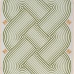 Sofia Shu - painting of olive green geometric round and lines overlaying one another almost like a flat knot.