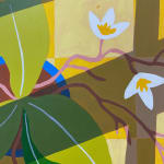 Natalia Juncadella yellow painting of plants, tabletop and shadows detail