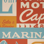painting collage of neighborhood store signs