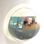 sculpture in glass case