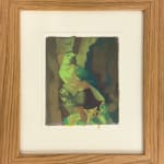 framed painting of a bird sitting on a twig above two baby birds
