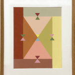 framed mutlicolor painting with triangles of alternating colors