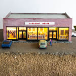 miniature diorama by Abigail Goldman of a butcher shop serving human meat
