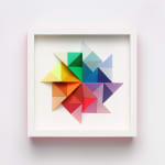 wooden geometric wall sculpture by Sean newport - rainbow