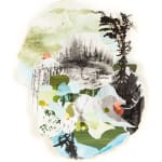 Gregory Euclide mixed media landscape with torn paper and acrylic