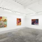 Installation view of artist Genevieve Cohn's exhibition "In Defense of Tenderness," at Hashimoto Contemporary, San Francisco. From left to right: "Held by What We Hold," "Rituals of Return," "Notes from the Periphery," and "Each Stone a Promise."
