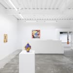 Install image of "Oddkin", from left to right, “A Craving”, “We Wanted The You and The Me For Ourselves”, “Untitled Urn #6”, “Rodeo”.