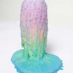 Dan Lam slime sculpture with gradient color of pink and blue