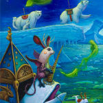 Dulk panel 1 of triptych of whale and polar bears