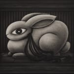 Angela Fang Zirbes black and white painting of rabbit