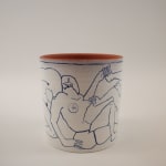 Mattie Hinkley ceramic vase with naked humans painted around the perimeter