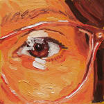 Emilio Villalba painting of woman in orange