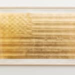 Andrew Schoultz To Whom It May Concern gold leaf American flag painting