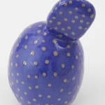 Jen Dwyer sculpture - two blue rounded stacked shapes with light dot accents