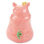 Katie Kimmel's ceramic sculpture of a pig holding flowers