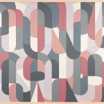 abstracted typography design in shades of blue and red