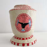 Christopher Gale large vase with man's crotch painted on the front