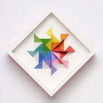 wooden geometric wall sculpture by Sean newport - rainbow