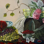 Detail image of the table in the oil painting by Sabrina Bockler