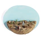 mini scene of a man killing another in a desert like landscape