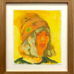 Painting of a woman in a yellow color scheme