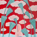 Ivory Yeunmi Lee plants in foreground with red sky and clouds in background