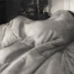 drawing of a person wrapped in blankets