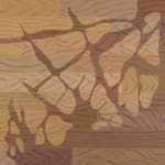 detail of Natalia Juncadella painting of wood floor with cast shadows from plant