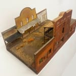 sculpture of miniature wooden town